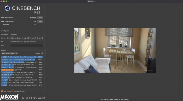 Leistung des M2 in Cinebench R23 (Bild: Oliver Nickel/Golem.de)